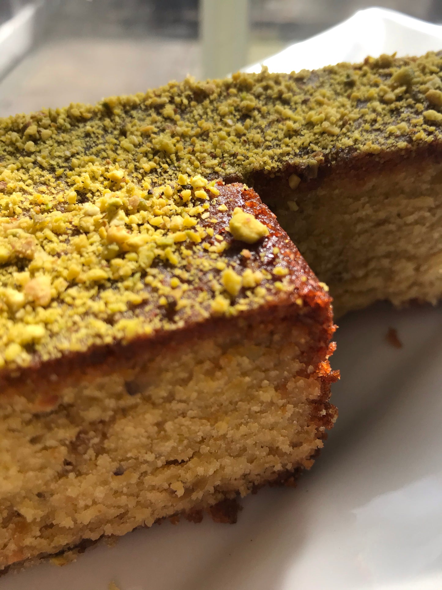 Pistachio Rosewater Cake Slice