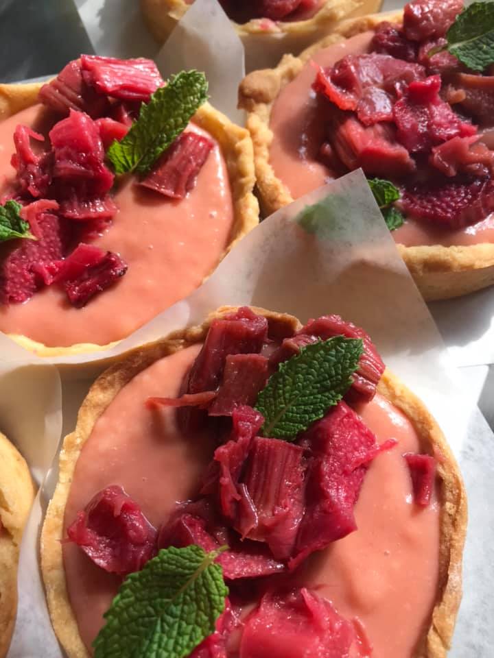 Strawberry Cream Tart with Roasted Rhubarb